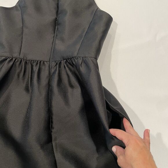 Alfred Sung Style: D7077 Bridesmaid Formal Prom Dance Taffeta Black Dress-2 - Picture 5 of 16